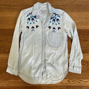 Rails chambray button down with western style embroidery